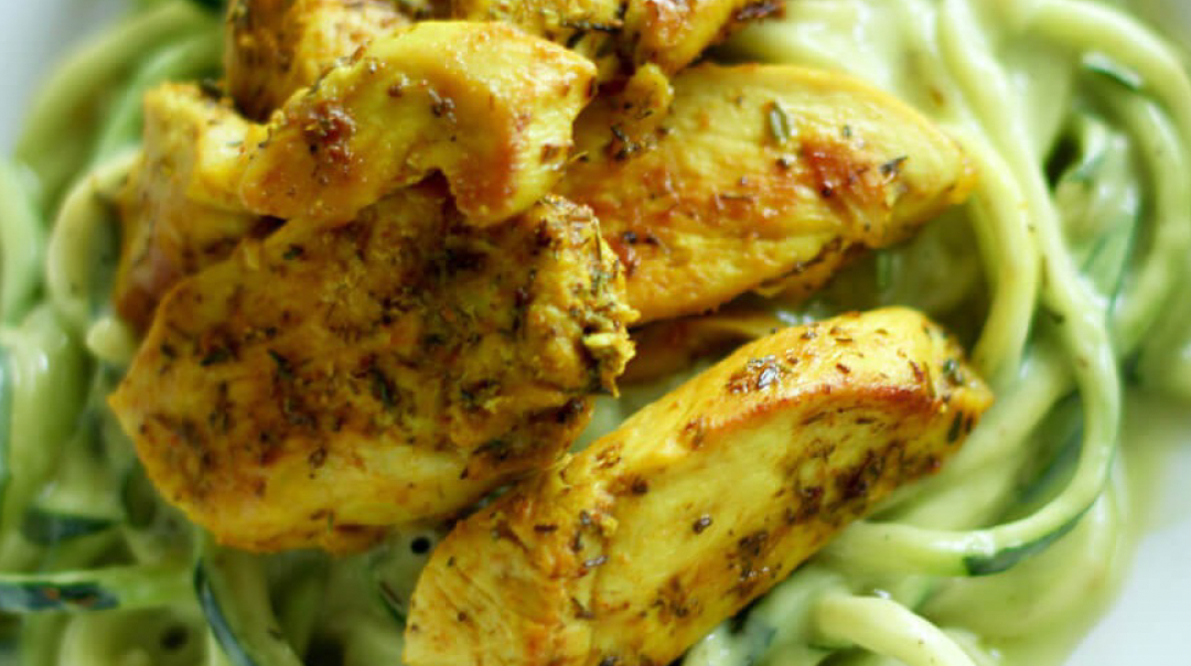Courgette Noodles with Turmeric Chicken